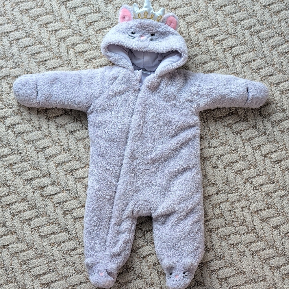Koala Kids Fuzzy Light purple Footie with Crowned Hood